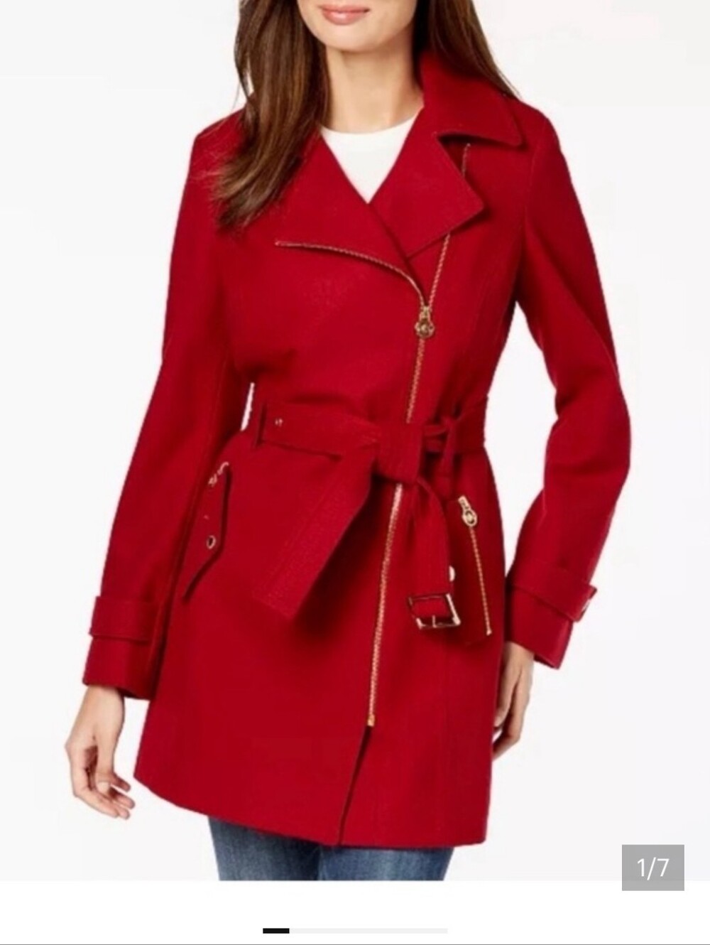 Michael Michael Kors red coat Sz L wool Blend EUC